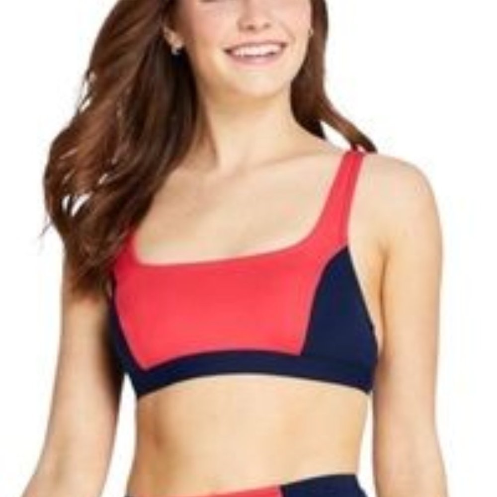 NWT DRAPER JAMES x LANDS' END ~ COLORBLOCK SWIMSUIT BIKINI TOP ~ 20W ~